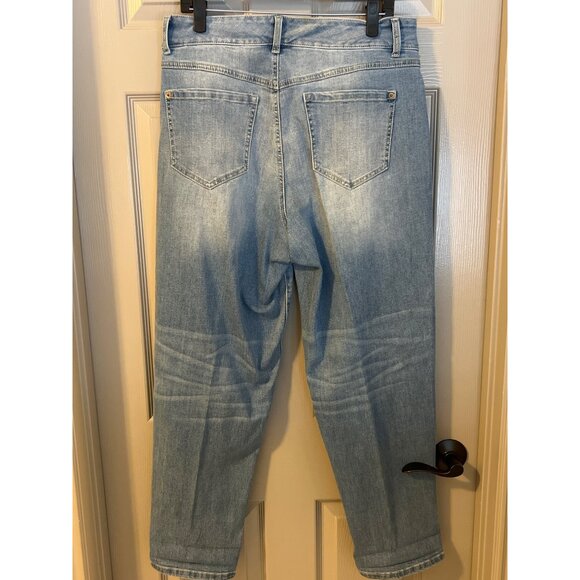 INC Denim Mid Rise Boyfriend Jeans‎ size 12/31 Distressed Leopard Patch - Picture 4 of 12